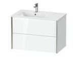Duravit XViu Waschtisch-Unterschrank XV41580B185 81x48x56cm, 2 Schubkästen, Becken links, champagner matt, weiß hochglanz