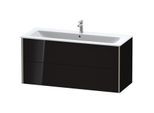 Duravit XViu Waschtisch-Unterschrank XV41280B140 121 x 56 x 48 cm, schwarz hochglanz, 2 Schubkästen, wandhängend, champagner matt