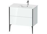 Duravit XViu Waschtisch-Unterschrank XV44870B285 81x48x59,4cm, 2 Auszüge, Becken rechts, schwarz matt, weiß hochglanz