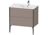 Duravit XViu Waschtisch-Unterschrank XV44870B243 81x48x59,4cm, 2 Auszüge, Becken rechts, schwarz matt, basalt matt