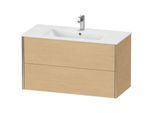 Duravit XViu Waschtisch-Unterschrank XV41270B130 101 x 56 x 48 cm, Eiche natur, 2 Schubkästen, wandhängend, champagner matt