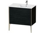 Duravit XViu Waschtisch-Unterschrank XV44870B116 81x48x59,4cm, 2 Auszüge, Becken rechts, champagner matt, Eiche schwarz