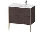 Duravit XViu Waschtisch-Unterschrank XV44870B172 81x48x59,4cm, 2 Auszüge, Becken rechts, champagner matt, eiche dunkel gebürstet