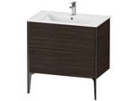 Duravit XViu Waschtisch-Unterschrank XV44820B269 81 x 59,4 x 48 cm, nussbaum gebürstet, 2 Auszüge, stehend, schwarz matt