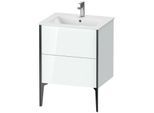 Duravit XViu Waschtisch-Unterschrank XV44810B285 61 x 59,4 x 48 cm, weiß hochglanz, 2 Auszüge, stehend, schwarz matt