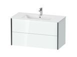 Duravit XViu Waschtisch-Unterschrank XV41270B285 101 x 56 x 48 cm, weiß hochglanz, 2 Schubkästen, wandhängend, schwarz matt