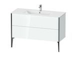 Duravit XViu Waschtisch-Unterschrank XV44840B285 121 x 59,4 x 48 cm, weiß hochglanz, 2 Auszüge, stehend, schwarz matt