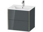 Duravit XViu Waschtisch-Unterschrank XV41250B138 61 x 56 x 48 cm, dolomiti grey hochglanz, 2 Schubkästen, wandhängend, champagner matt
