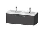 Duravit D-Code Doppel-Waschtischunterschrank DC4669010490000 Griff Chrom, Graphit Matt, Wandhängend, Auszug 1, 1184x400x460 mm