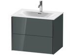 Duravit XViu Waschtisch-Unterschrank XV41330B238 71 x 55,7 x 48 cm, dolomiti grey hochglanz, 2 Schubkästen, schwarz matt