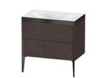 Duravit XViu Waschtisch-Unterschrank XV4710NB272P 80x48cm, 2 Auszüge, ohne Hahnloch, schwarz matt, Rahmen P, eiche dunkel gebürstet