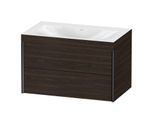 Duravit XViu Waschtisch-Unterschrank XV4615NB269C 80x48cm, 2 Schubkästen, ohne Hahnloch, schwarz matt, Rahmen C, nussbaum gebürstet