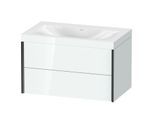 Duravit XViu Waschtisch-Unterschrank XV4615NB285C 80x48cm, 2 Schubkästen, ohne Hahnloch, schwarz matt, Rahmen C, weiß hochglanz
