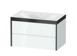 Duravit XViu Waschtisch-Unterschrank XV4615NB285P 80x48cm, 2 Schubkästen, ohne Hahnloch, schwarz matt, Rahmen P, weiß hochglanz