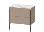 Duravit XViu Waschtisch-Unterschrank XV4710NB275C 80x48cm, 2 Auszüge, ohne Hahnloch, schwarz matt, Rahmen C, leinen