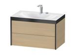 Duravit XViu Waschtisch-Unterschrank XV4615EB271P 80x48cm, 2 Schubkästen, 2 Hahnlöcher, schwarz matt, Rahmen P, mediterrane eiche