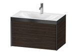 Duravit XViu Waschtisch-Unterschrank XV4615OB269P 80x48cm, 2 Schubkästen, 1 Hahnloch, schwarz matt, Rahmen P, nussbaum gebürstet