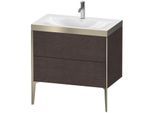 Duravit XViu Waschtisch-Unterschrank XV4710OB172P 80x48cm, 2 Auszüge, 1 Hahnloch, champagner matt, Rahmen P, eiche dunkel gebürstet