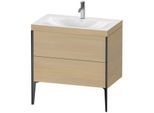 Duravit XViu Waschtisch-Unterschrank XV4710OB271C 80x48cm, 2 Auszüge, 1 Hahnloch, schwarz matt, Rahmen C, mediterrane eiche