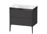 Duravit XViu Waschtisch-Unterschrank XV4710NB280P 80x48cm, 2 Auszüge, ohne Hahnloch, schwarz matt, Rahmen P, graphit supermatt
