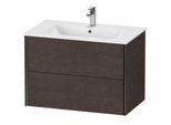 Duravit XViu Waschtisch-Unterschrank XV41260B272 81 x 56 x 48 cm, eiche dunkel gebürstet, 2 Schubkästen, wandhängend, schwarz matt