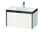 Duravit XViu Waschtisch-Unterschrank XV4610OB222P 80x48cm, 1 Auszug, 1 Hahnloch, schwarz matt, Rahmen P, weiß hochglanz