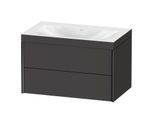 Duravit XViu Waschtisch-Unterschrank XV4615NB280C 80x48cm, 2 Schubkästen, ohne Hahnloch, schwarz matt, Rahmen C, graphit supermatt