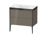 Duravit XViu Waschtisch-Unterschrank XV4710NB289P 80x48cm, 2 Auszüge, ohne Hahnloch, schwarz matt, Rahmen P, flannel grey hochglanz
