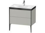 Duravit XViu Waschtisch-Unterschrank XV4710OB207P 80x48cm, 2 Auszüge, 1 Hahnloch, schwarz matt, Rahmen P, betongrau matt