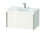 Duravit XViu Waschtisch-Unterschrank XV4610EB122C 80x48cm, 1 Auszug, 2 Hahnloch, champagner matt, Rahmen C, weiß hochglanz