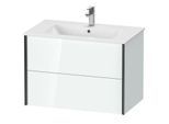 Duravit XViu Waschtisch-Unterschrank XV41260B285 81 x 56 x 48 cm, weiß hochglanz, 2 Schubkästen, wandhängend, schwarz matt