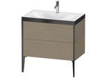 Duravit XViu Waschtisch-Unterschrank XV4710OB235P 80x48cm, 2 Auszüge, 1 Hahnloch, schwarz matt, Rahmen P, Eiche terra