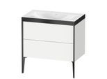 Duravit XViu Waschtisch-Unterschrank XV4710NB218P 80x48cm, 2 Auszüge, ohne Hahnloch, schwarz matt, Rahmen P, weiß matt