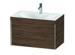 Duravit XViu Waschtisch-Unterschrank XV4610OB121C 80x48cm, 1 Auszug, 1 Hahnloch, champagner matt, Rahmen C, nussbaum dunkel