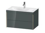 Duravit XViu Waschtisch-Unterschrank XV4615OB138C 80x48cm, 2 Schubkästen, 1 Hahnloch, champagner matt, Rahmen C, dolomiti grey hochglanz