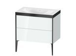 Duravit XViu Waschtisch-Unterschrank XV4710NB285P 80x48cm, 2 Auszüge, ohne Hahnloch, schwarz matt, Rahmen P, weiß hochglanz