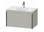 Duravit XViu Waschtisch-Unterschrank XV4610OB207C 80x48cm, 1 Auszug, 1 Hahnloch, schwarz matt, Rahmen C, betongrau matt