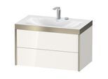 Duravit XViu Waschtisch-Unterschrank XV4615EB122P 80x48cm, 2 Schubkästen, 2 Hahnlöcher, champagner matt, Rahmen P, weiß hochglanz