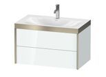 Duravit XViu Waschtisch-Unterschrank XV4615OB185P 80x48cm, 2 Schubkästen, 1 Hahnloch, champagner matt, Rahmen P, weiß hochglanz