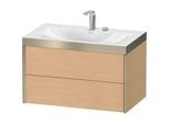 Duravit XViu Waschtisch-Unterschrank XV4615EB112P 80x48cm, 2 Schubkästen, 2 Hahnlöcher, champagner matt, Rahmen P, eiche gebürstet