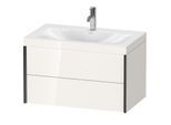 Duravit XViu Waschtisch-Unterschrank XV4615OB222C 80x48cm, 2 Schubkästen, 1 Hahnloch, schwarz matt, Rahmen C, weiß hochglanz