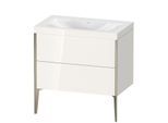 Duravit XViu Waschtisch-Unterschrank XV4710NB122C 80x48cm, 2 Auszüge, ohne Hahnloch, champagner matt, Rahmen C, weiß hochglanz