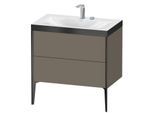 Duravit XViu Waschtisch-Unterschrank XV4710EB290P 80x48cm, 2 Auszüge, 2 Hahnlöcher, schwarz matt, Rahmen P, flannel grey seidenmatt