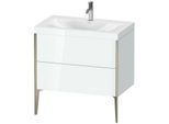 Duravit XViu Waschtisch-Unterschrank XV4710OB185C 80x48cm, 2 Auszüge, 1 Hahnloch, champagner matt, Rahmen C, weiß hochglanz