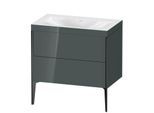 Duravit XViu Waschtisch-Unterschrank XV4710NB238C 80x48cm, 2 Auszüge, ohne Hahnloch, schwarz matt, Rahmen C, dolomiti grey hochglanz