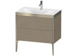 Duravit XViu Waschtisch-Unterschrank XV4710OB135P 80x48cm, 2 Auszüge, 1 Hahnloch, champagner matt, Rahmen P, Eiche terra