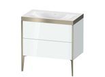 Duravit XViu Waschtisch-Unterschrank XV4710NB185P 80x48cm, 2 Auszüge, ohne Hahnloch, champagner matt, Rahmen P, weiß hochglanz