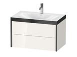 Duravit XViu Waschtisch-Unterschrank XV4615OB222P 80x48cm, 2 Schubkästen, 1 Hahnloch, schwarz matt, Rahmen P, weiß hochglanz