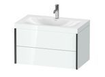 Duravit XViu Waschtisch-Unterschrank XV4615OB285C 80x48cm, 2 Schubkästen, 1 Hahnloch, schwarz matt, Rahmen C, weiß hochglanz