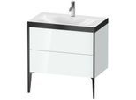 Duravit XViu Waschtisch-Unterschrank XV4710OB285P 80x48cm, 2 Auszüge, 1 Hahnloch, schwarz matt, Rahmen P, weiß hochglanz